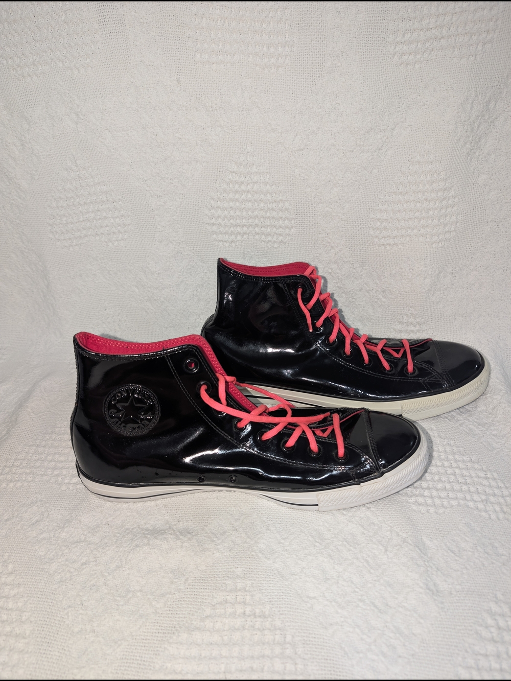 Converse All Star Chuck Taylor Black Patent Leather HighTop Shoes 111131 M12 W14
